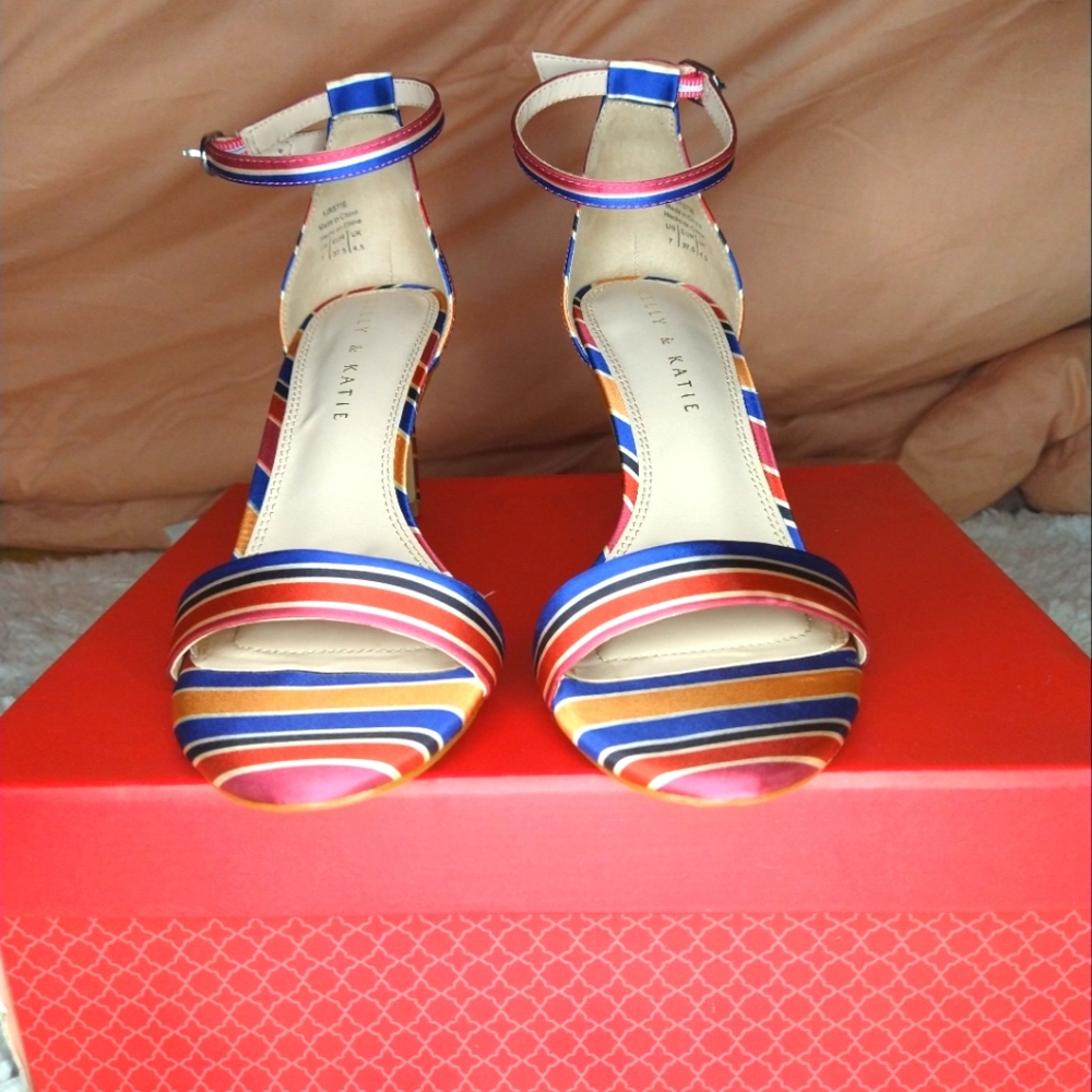Kelly & Katie multi color open toe shoes.